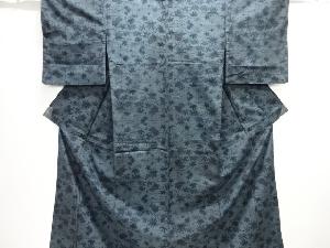 未使用品　草花模様織出し十日町紬着物